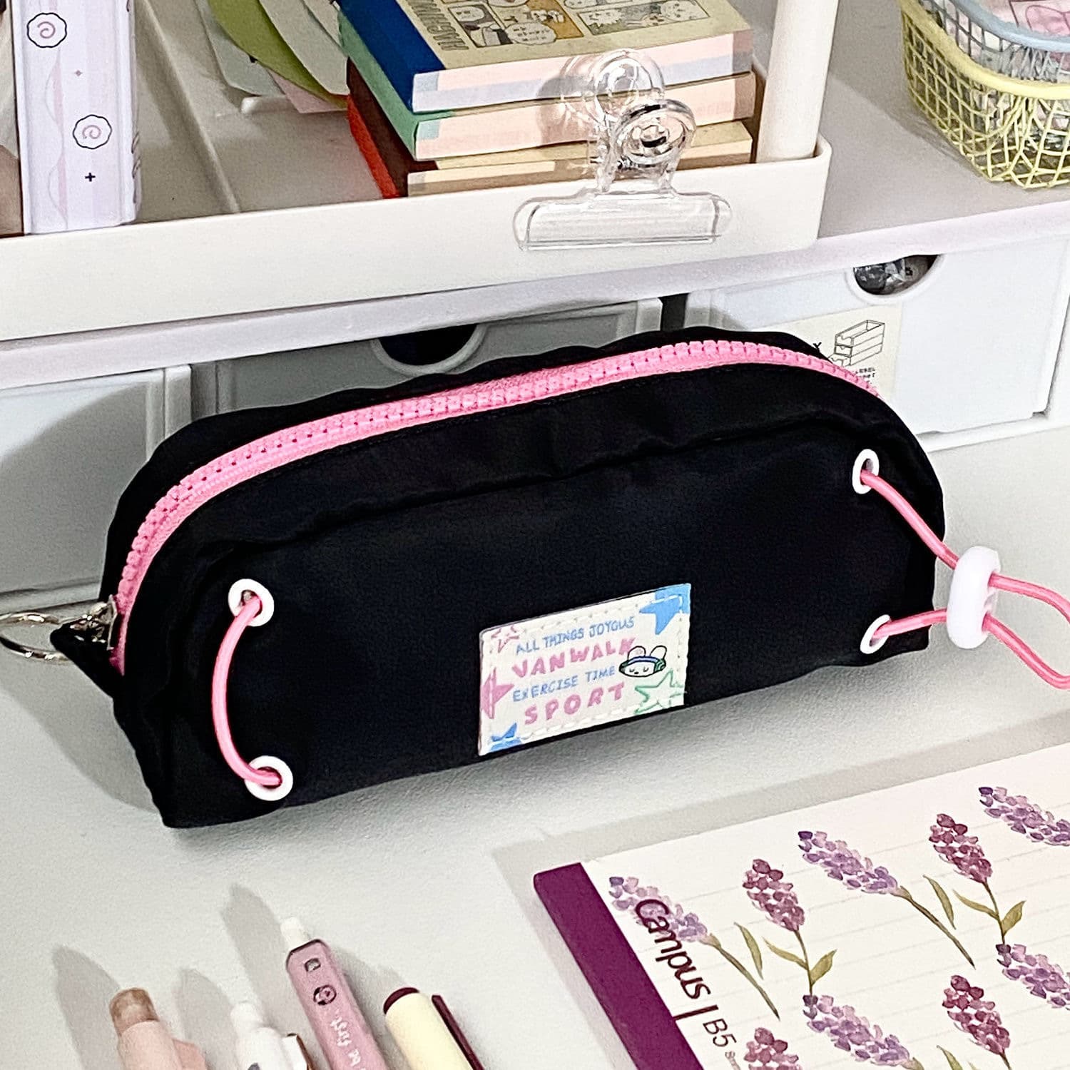 Internet Celebrity Explosive Contrast Color Pencil Bag Ins Style High Color Value Girl's Large Capacity Cute Junior Senior high school Student Stationery Pencil Bag