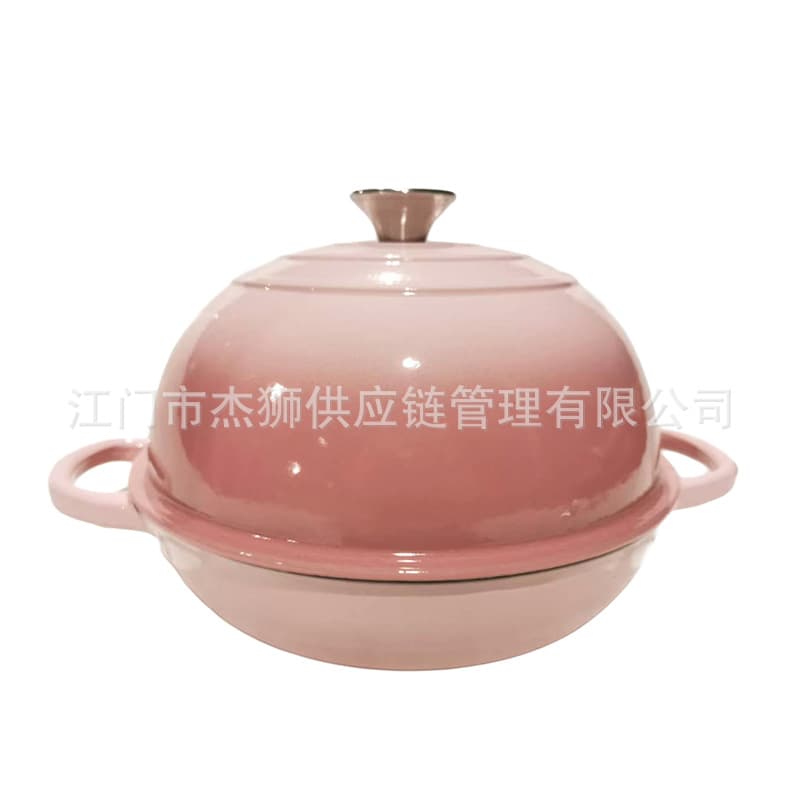 Cast Iron Enamel Dutch Oven for Export, Oven-Safe Flat Bottom Frying Pan, Australian Bread Pot, Dual-Use for Baking Sourdough Bread