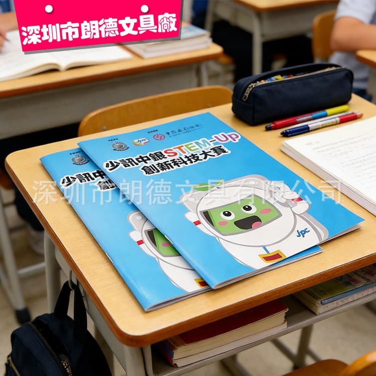 A5 Color Cover Printed Saddle-Stitched Notebook, Lined Inner Pages Homework Logbook, Customizable Event Prize