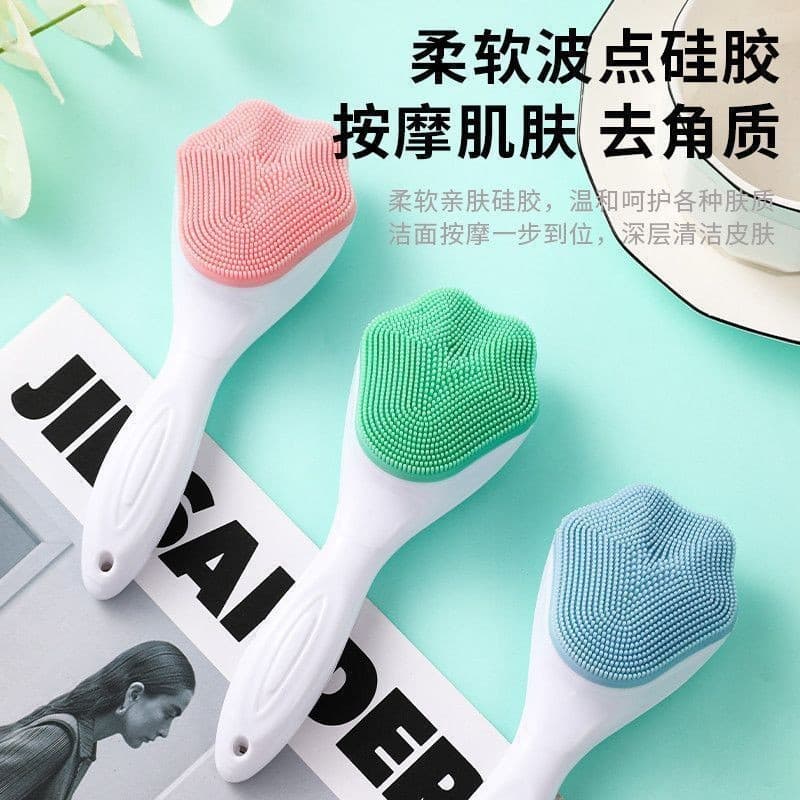 Cat paw facial cleansing brush massage brush deep cleansing face washing and scrubbing artifact silicone long handle facial cleanser bath cleanser face cleansing