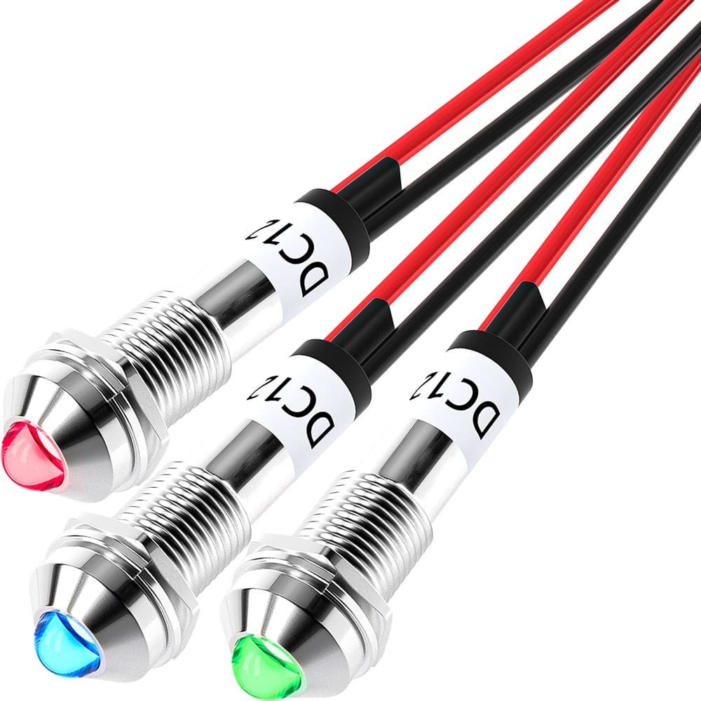Signal Indicator Light XD8-2W Signal Lamp 8mm Indicator Light with Wire Metal Indicator Light