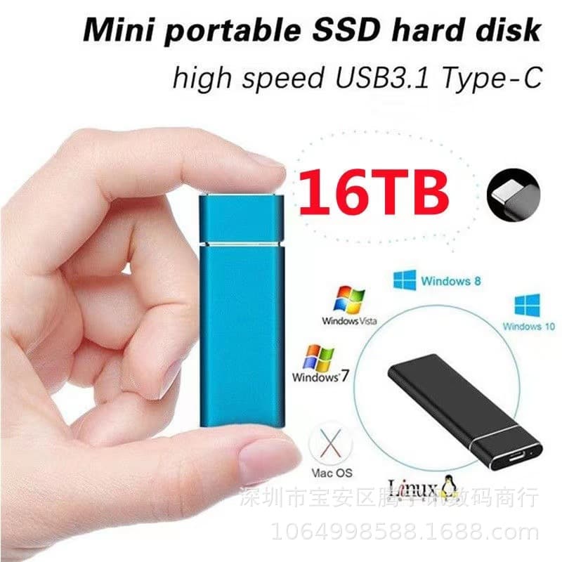 SSD USB3.1 High-Speed Portable Solid State Drive 16TB 14TB 10TB 8TB 4TB Cross-Border Exclusive Capacity Expansion Upgrade