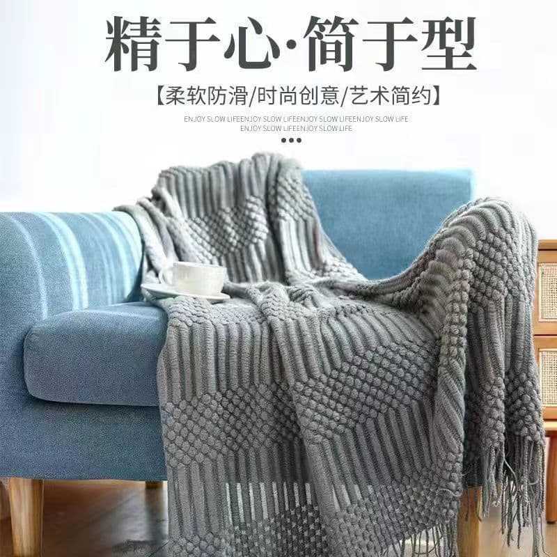 Nordic Solid Color Air Conditioning Blanket Pineapple Grid Sofa Blanket Office Nap Blanket Bed End Blanket Small Blanket Ins Style