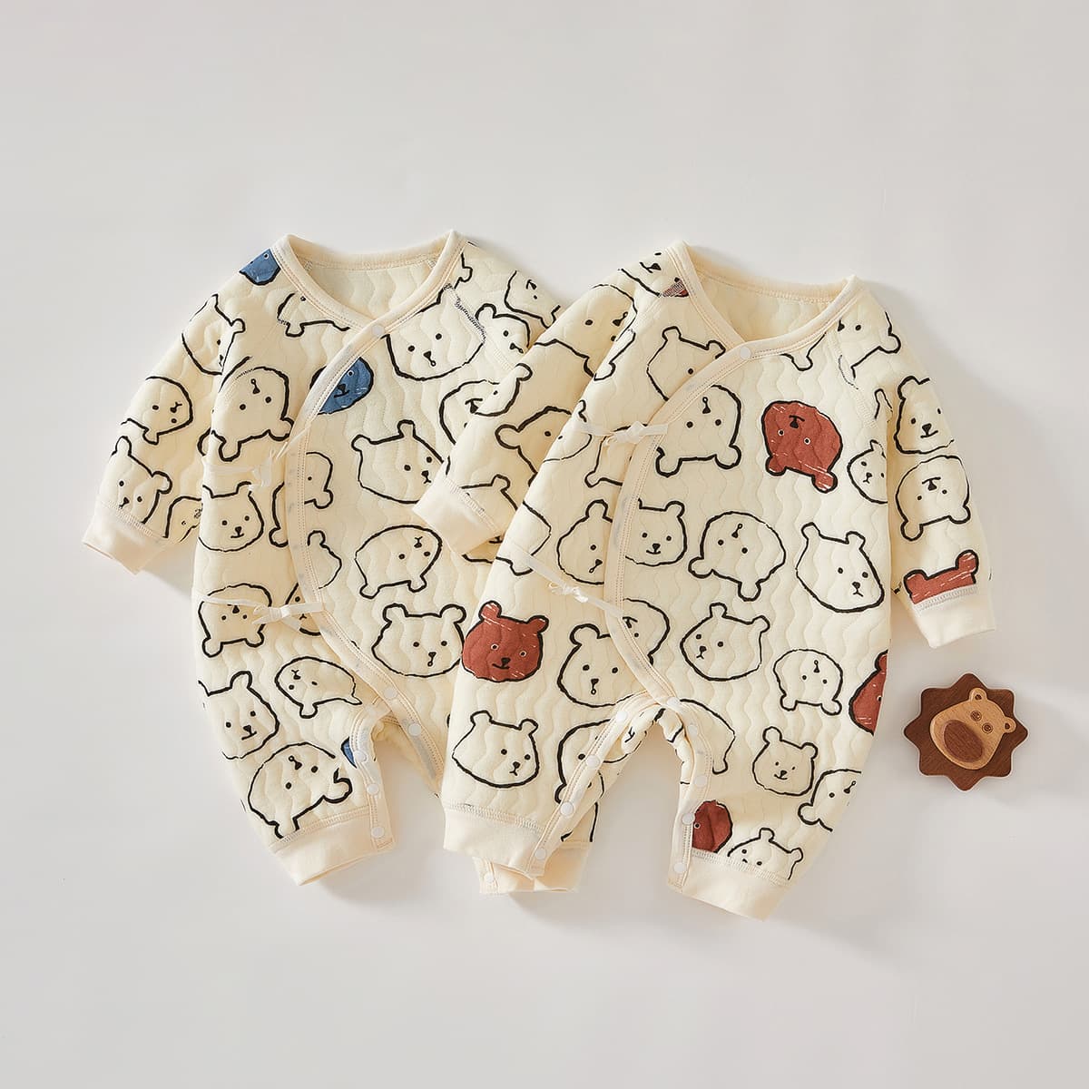 Newborn Baby Winter Warm Romper Infant Thermal Bodysuit Monk Style Tie-Dye Butterfly Suit