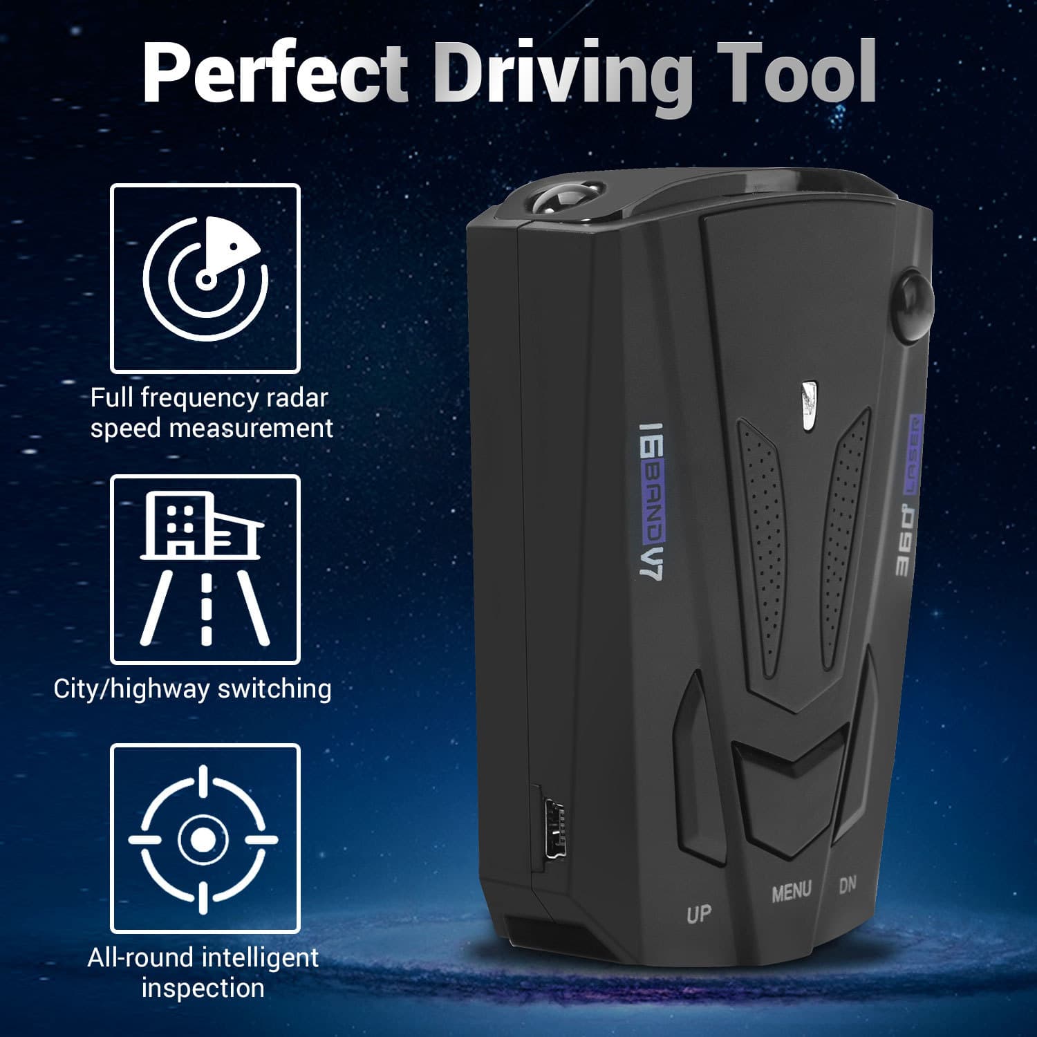 V7 Export Electronic Dog Vehicle Portable Radar Speedometer Car Electronic Dog Speed Detector with Chinese, English, and Russian Languages