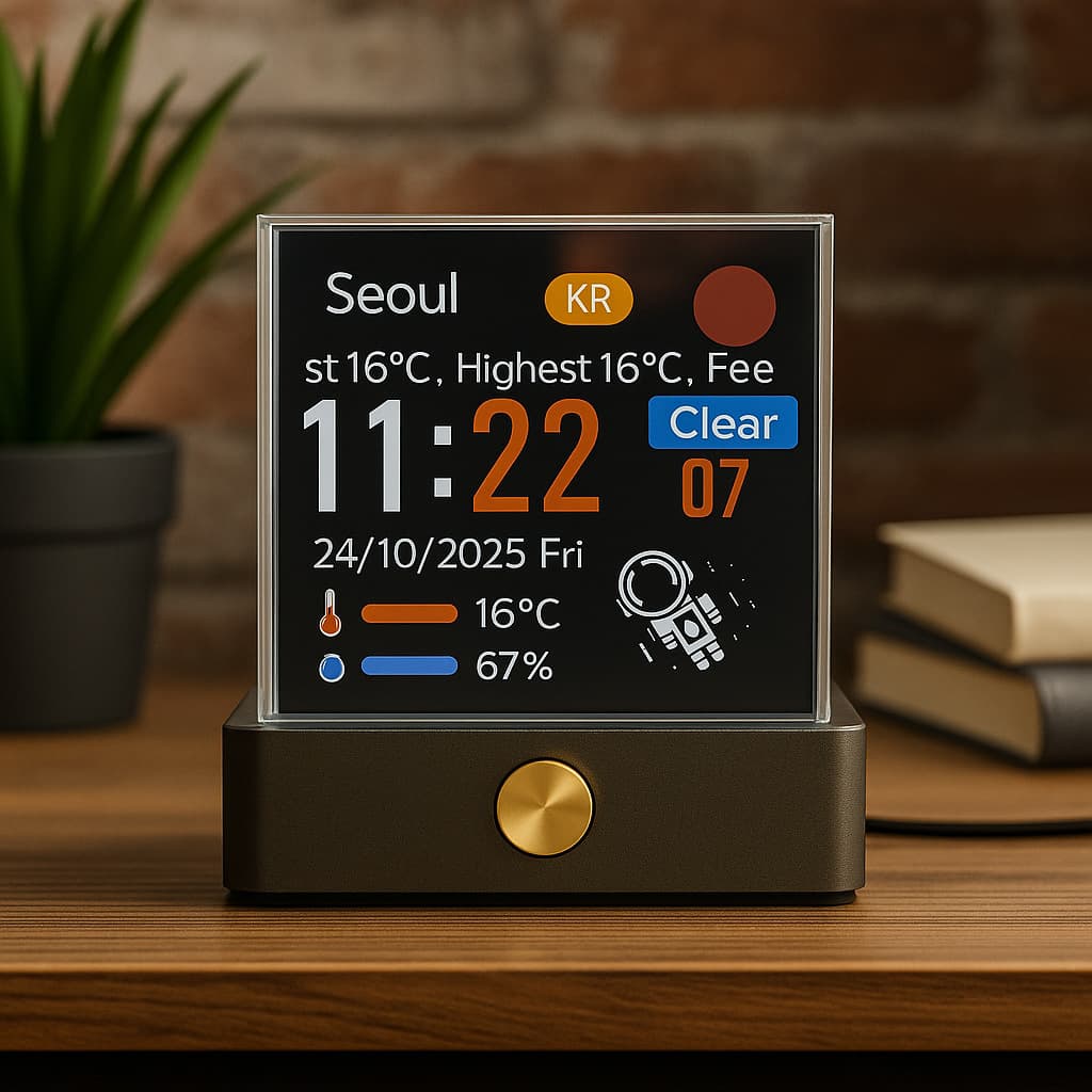 Trendy Mini Transparent WiFi Weather Clock, Creative Gift, Desktop Ornament, Monitor Ornament, Clock, Weather Clock