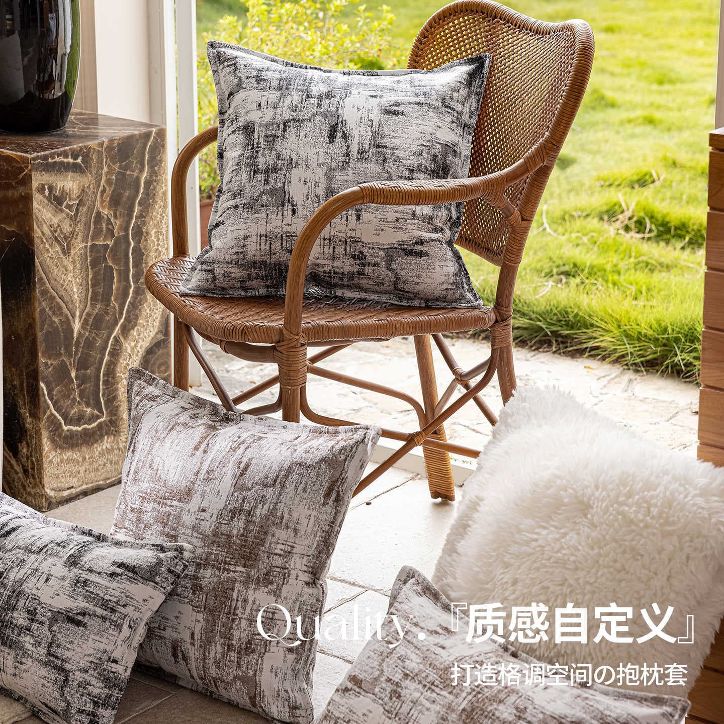 Nordic light luxury ins high-end green medieval style pillow case sofa back cushion French retro bed living room