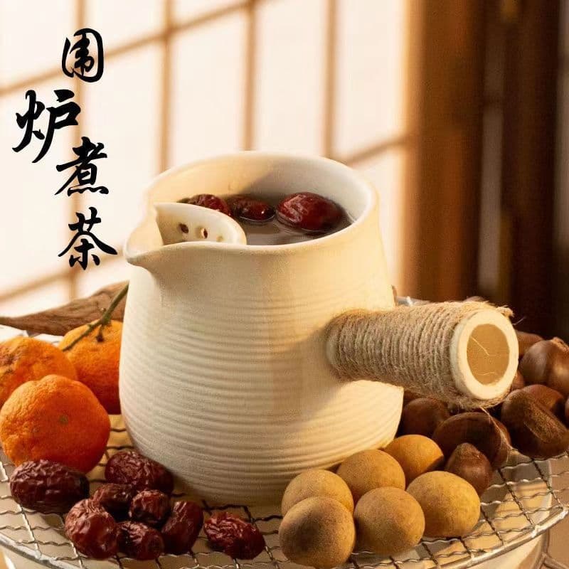 Tea Stove Set for Boiling Tea, Pot and Teapot for Home Use, Trendy Ceramic Pot from Yunnan for Grilling Milk with Heat-Resistant Side Handle