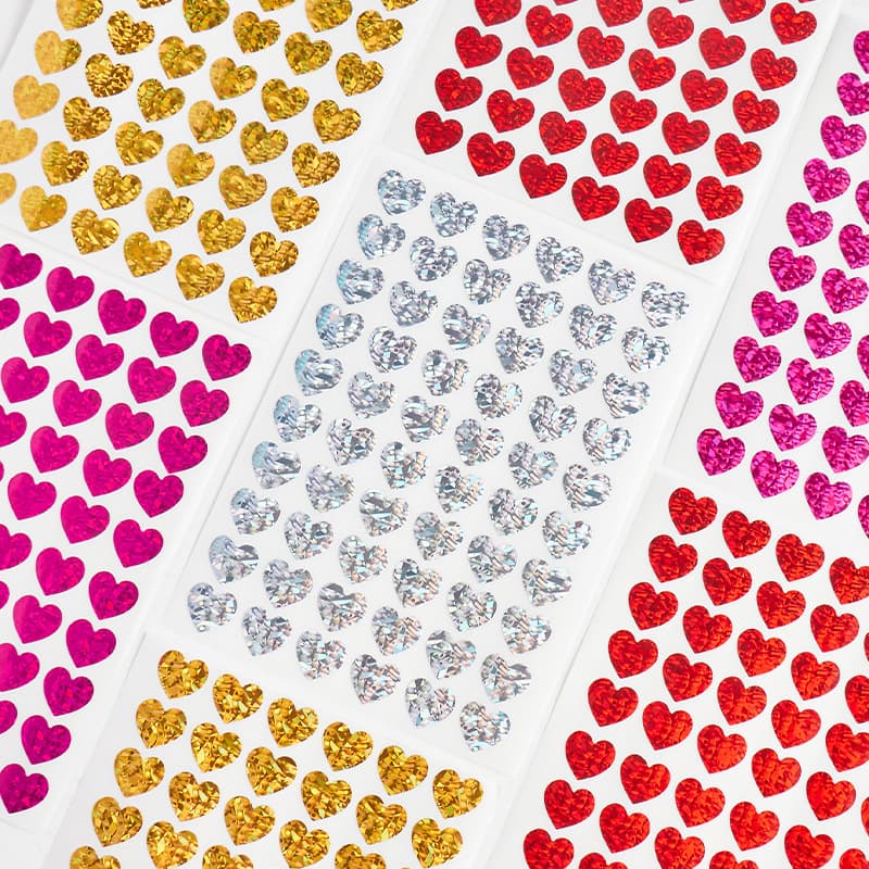 Laser Heart Sticker Cross-border Valentine's Day Small Heart Laser Sticker DIY Journal Diary Decorative Sticker