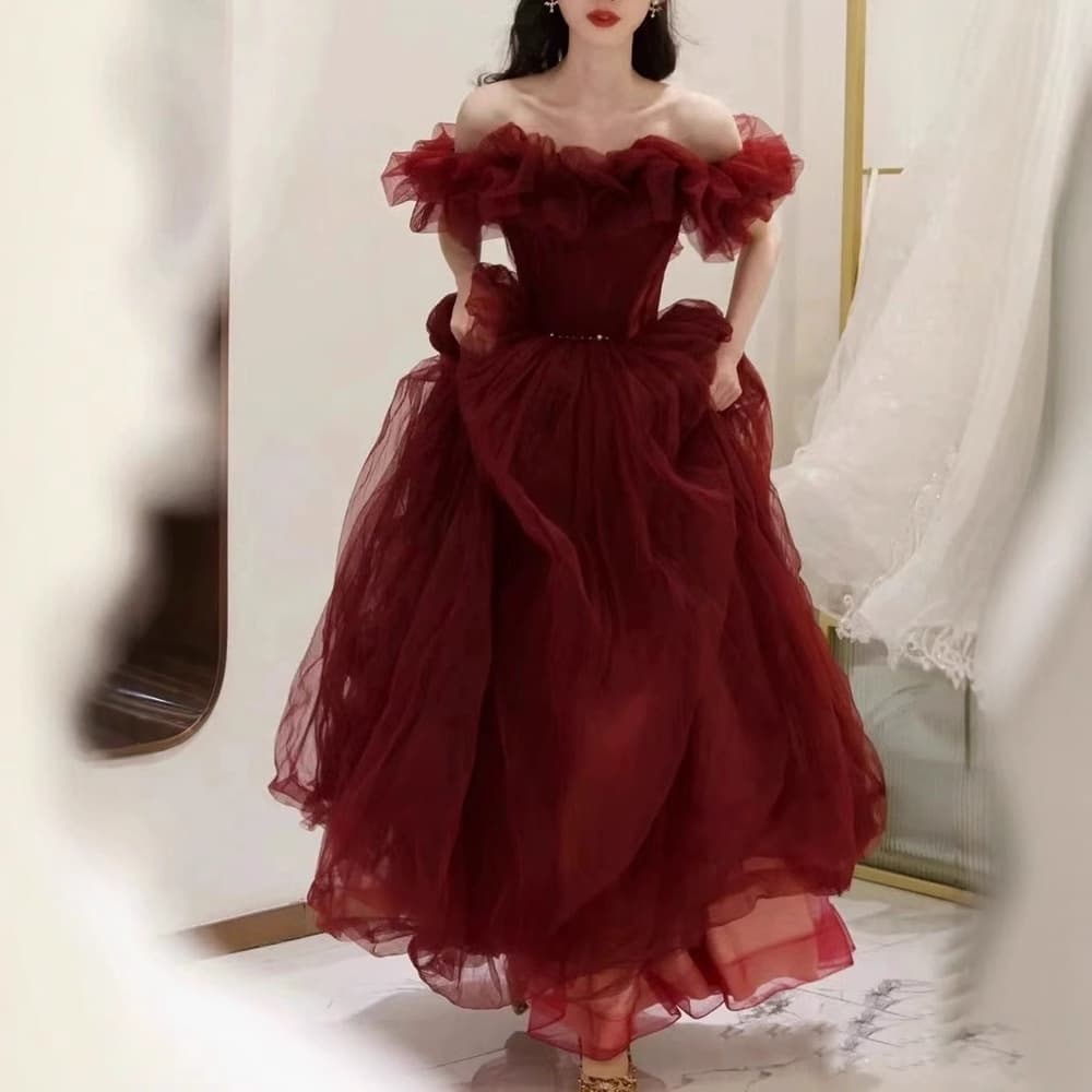 2026 New Women's Evening Gown High-Sense Adult Ceremony Red Wedding Dress Runaway Princess Toast Dress Bride
