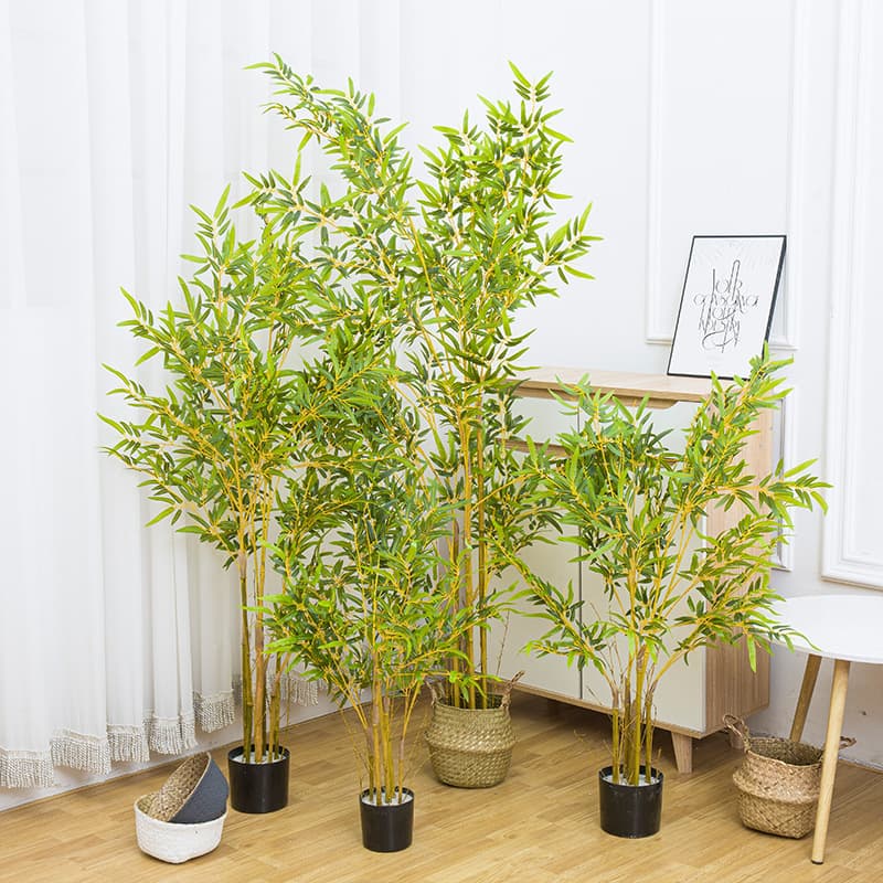 Artificial Bamboo Plant, Faux Greenery Potted Plant for Mall Living Room Decoration, Chinese Zen Style Fake Bamboo