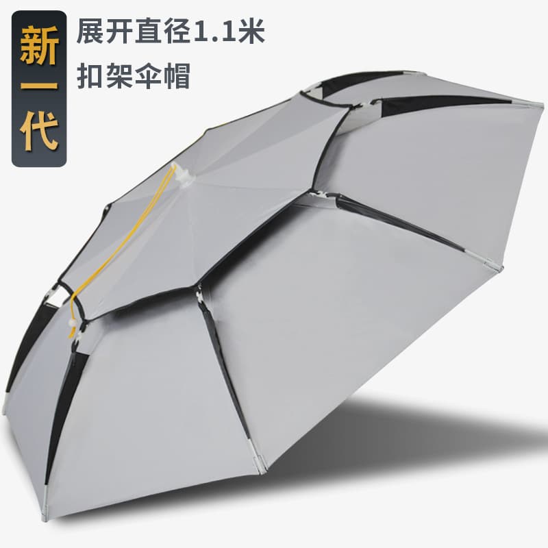 New Hat Umbrella Headwear Fishing Umbrella Dual-Layer Breathable Foldable Large Outdoor Umbrella Tea Picking Sanitation Bamboo Hat Umbrella Ultra-Light
