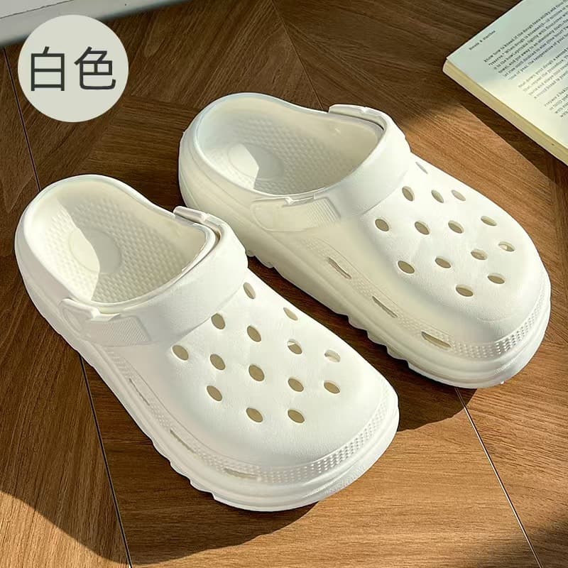 2024 Cross-Border Exclusive Perforated Shoes Beach Non-Slip Thick-Soled Closed-Toe Garden Shoes Breathable "Step-in-Comfort" Couple Flat Sandals