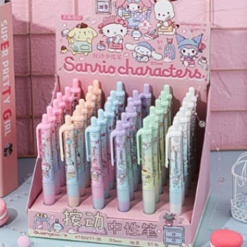 Guangbo Sanrio Family Cartoon Pattern Retractable Gel Pen 0.5 Smooth Writing for Student Homework and Notes