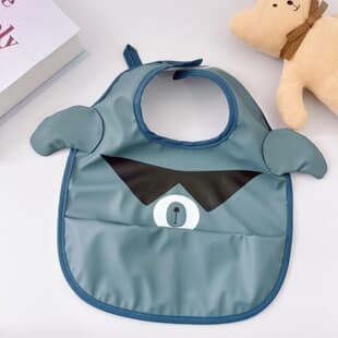 Export Baby Waterproof PU Soft Leather Bib Baby Feeding Bib Animal Pattern Infant Waterproof Bib