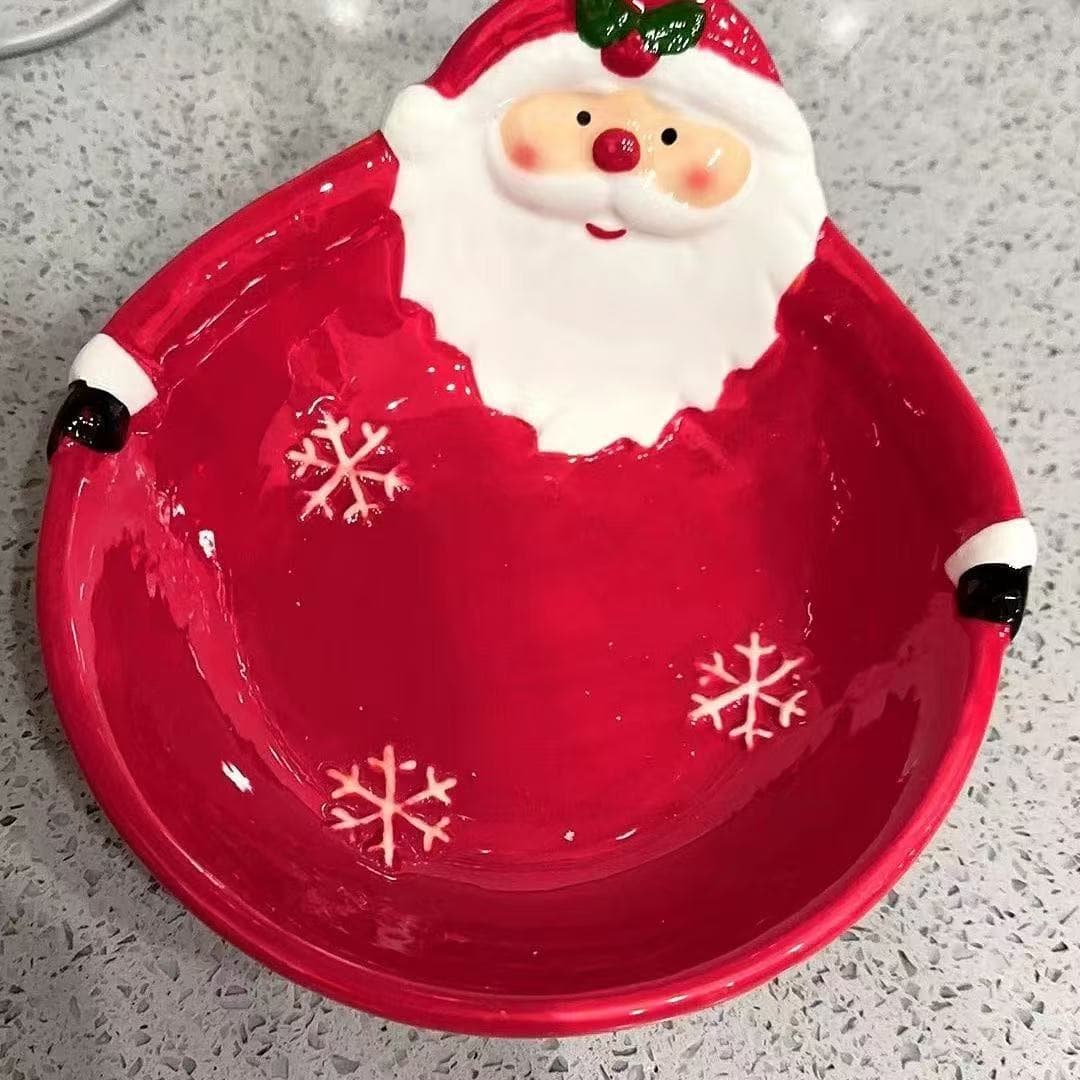 Hand-painted 3D Christmas Dinner Plate for Export, Ceramic Breakfast Plate, Dessert & Snack Dish, Christmas Tableware Plate