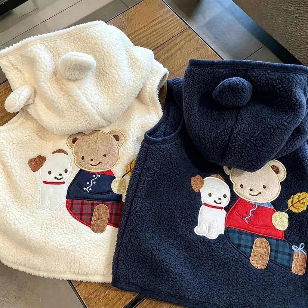 Kids Vest Fall Winter Boys' Vest 2026 New Boys Fleece Sleeveless Jacket Outerwear Warm Waistcoat