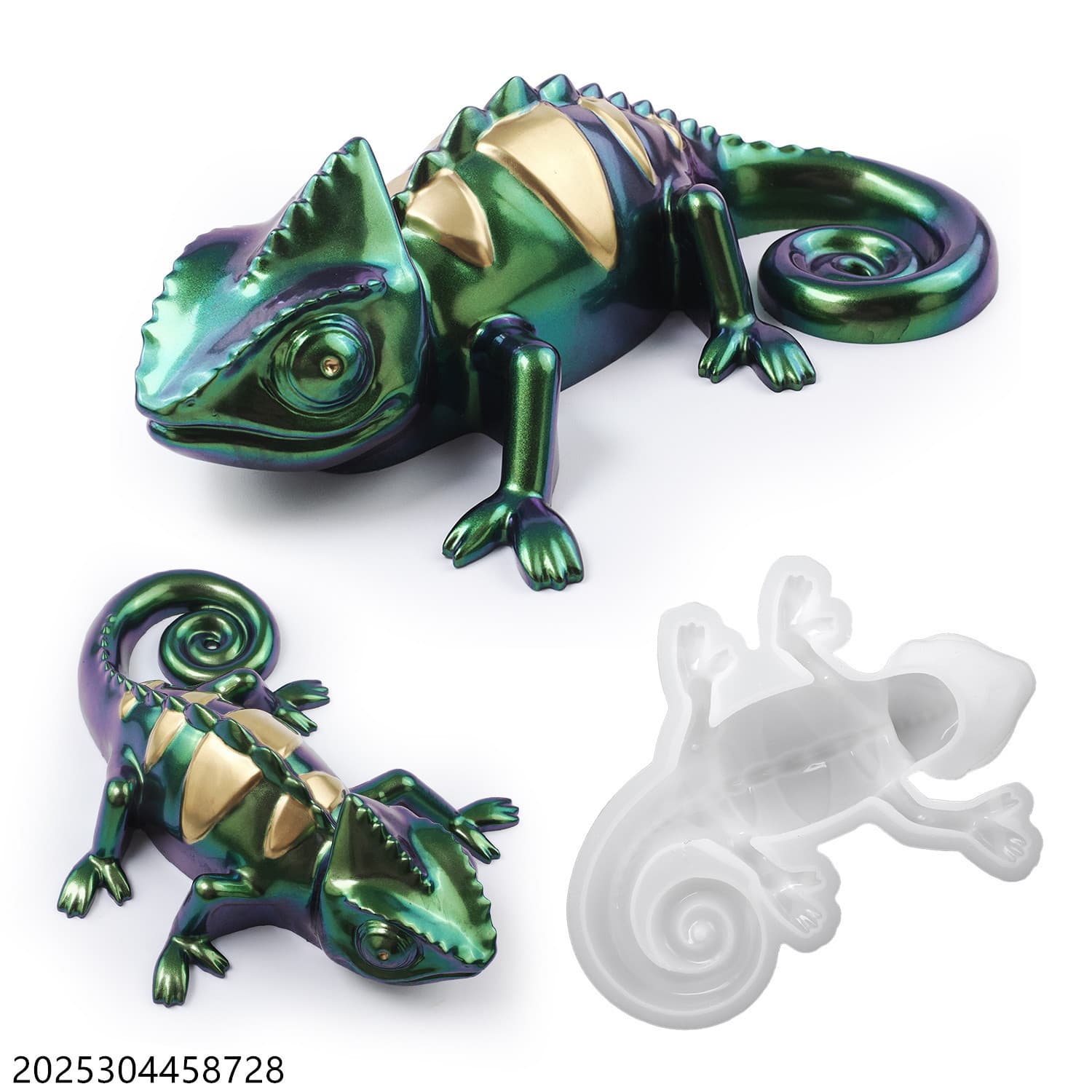 DIY Crystal Epoxy Mold Creative New Chameleon Lizard Reptile Ornament Mirror Silicone Mold