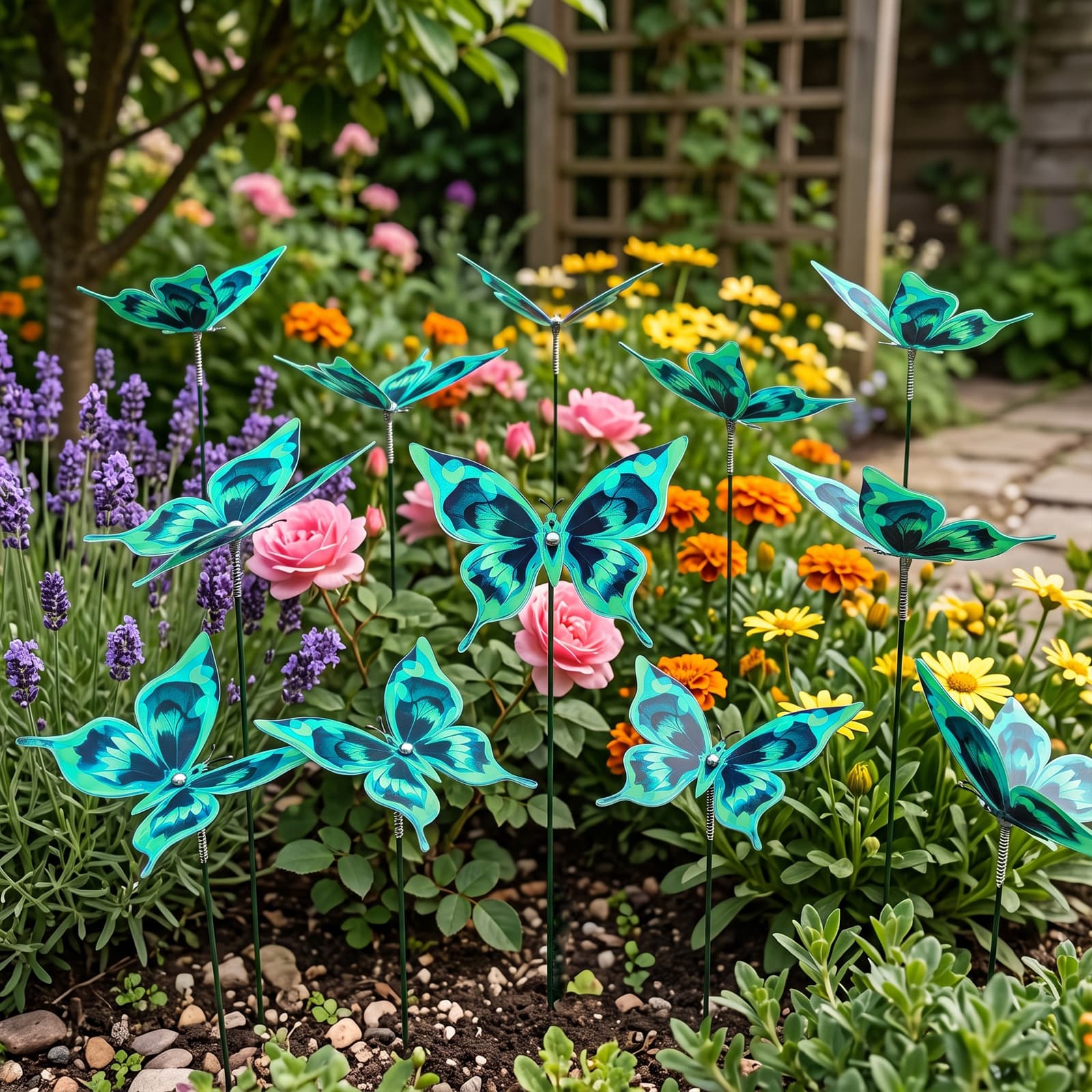 Garden butterfly insert card outdoor garden decoration landscape courtyard villa simulated butterfly flower lawn stake insert rod