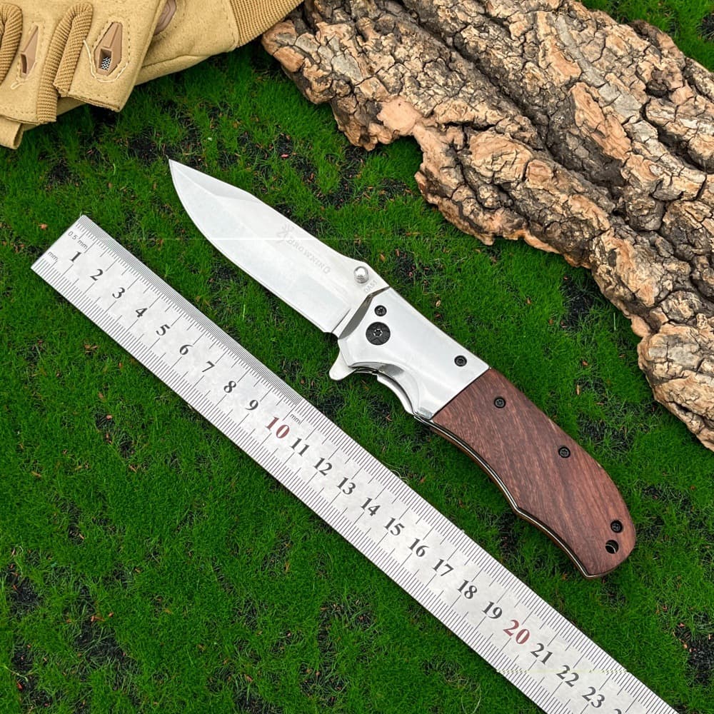 Foreign trade evergreen Browning DA51 quick-opening folding knife with walnut handle, portable multi-purpose high-hardness fruit knife