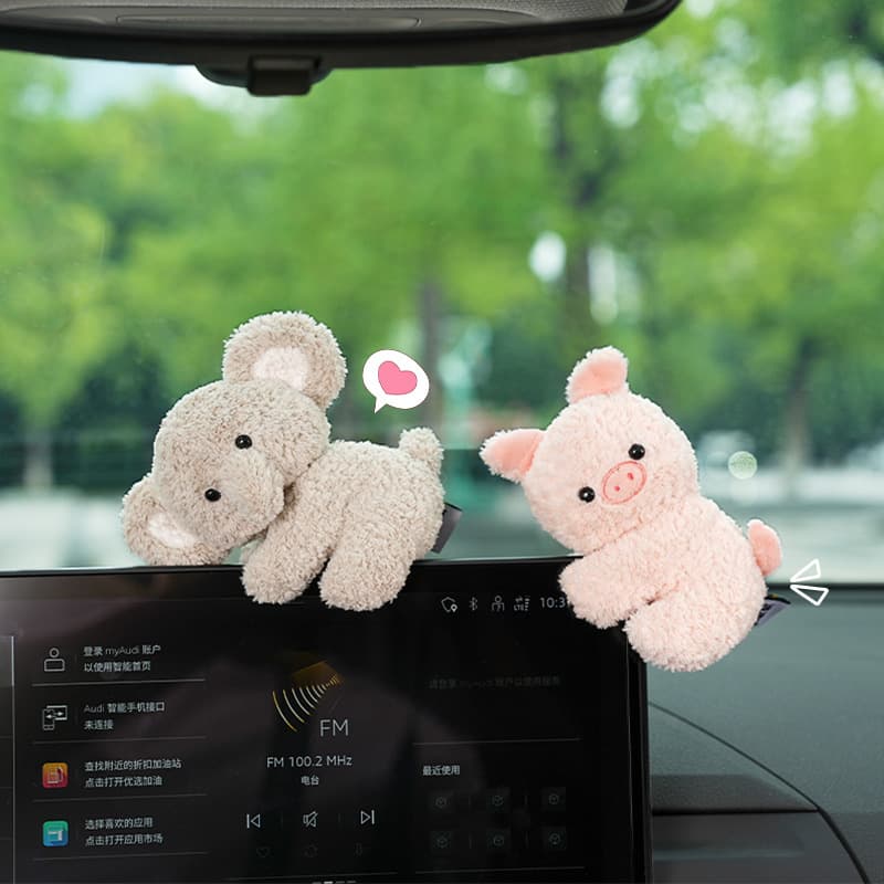 Car Dashboard Screen Computer Monitor Cute Doll Car Interior Decoration Ornament Stress Relief Little Plush Toy