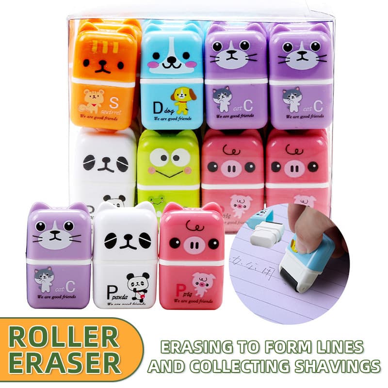 New Generation Premium Cute Cartoon Animal Roller Children's Eraser, Shavings-Removing, Elementary Student Creative Stationery Wholesale