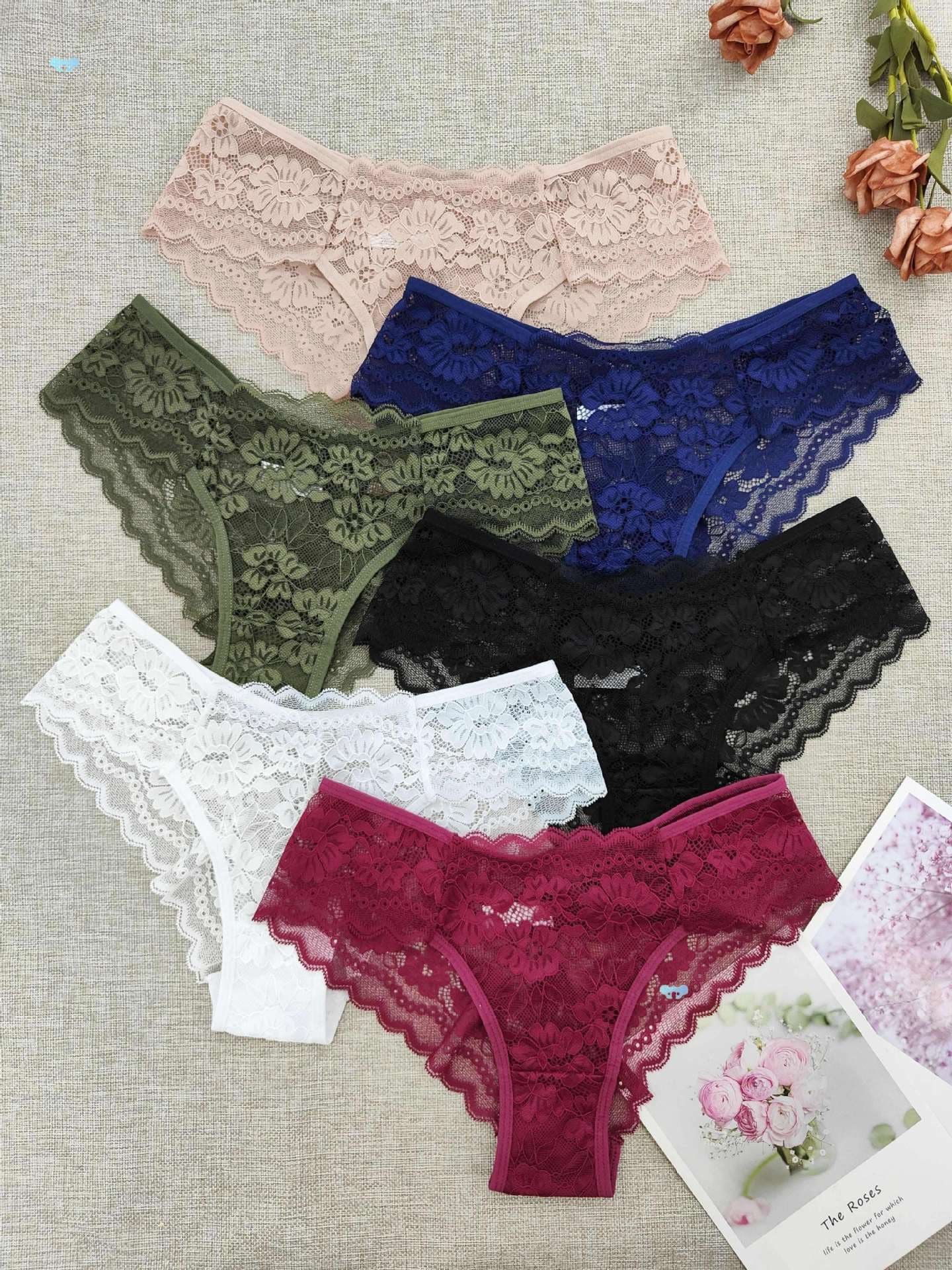 6-Pack Women's Contrast Lace Bikini Underwear - Sexy-Sh