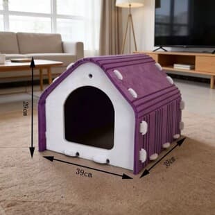 Color-block Felt Cat House, Detachable and Enclosed, All-Season Pet Cat Villa Cat Bed, VAT Included