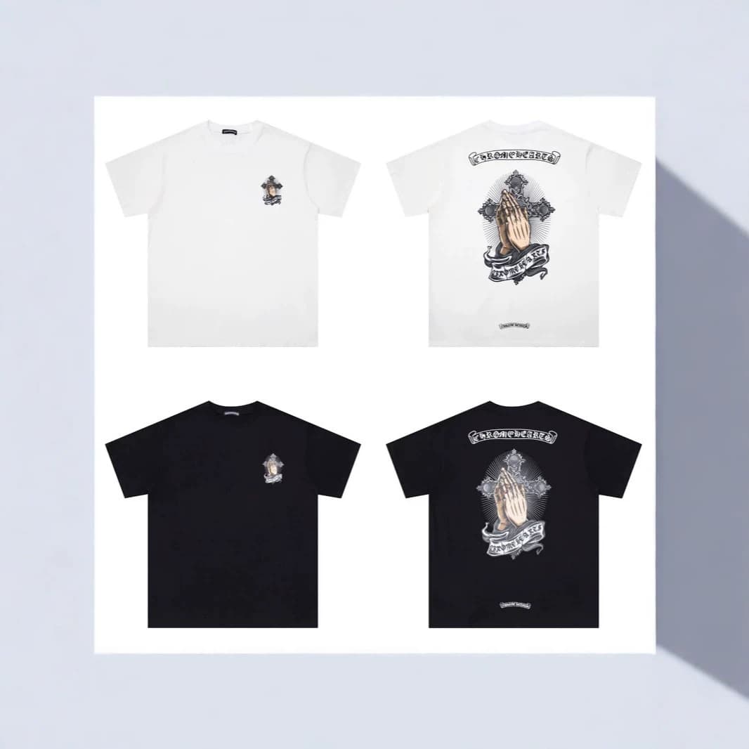 26S Cross-border Correct Version New Trendy Brand Chrome Hearts Heavy Embroidery Printed Short Sleeve T-Shirt Wholesale