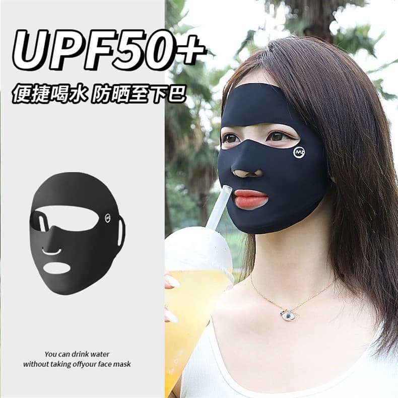 Summer Ice Silk Sun Protection Mask for Women, UV-Proof Face Cover, Breathable Opening, Cycling Sports Golf