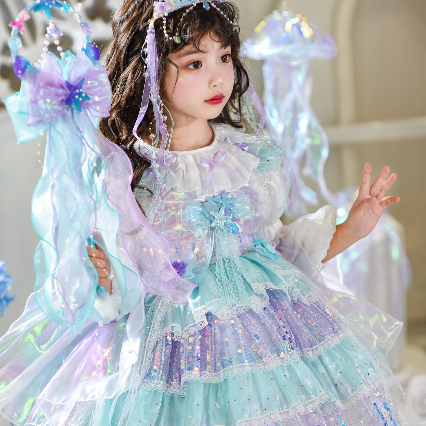 Lolita girls princess dress summer dress 2026 new girl high-end children's mermaid puffy dress skirt