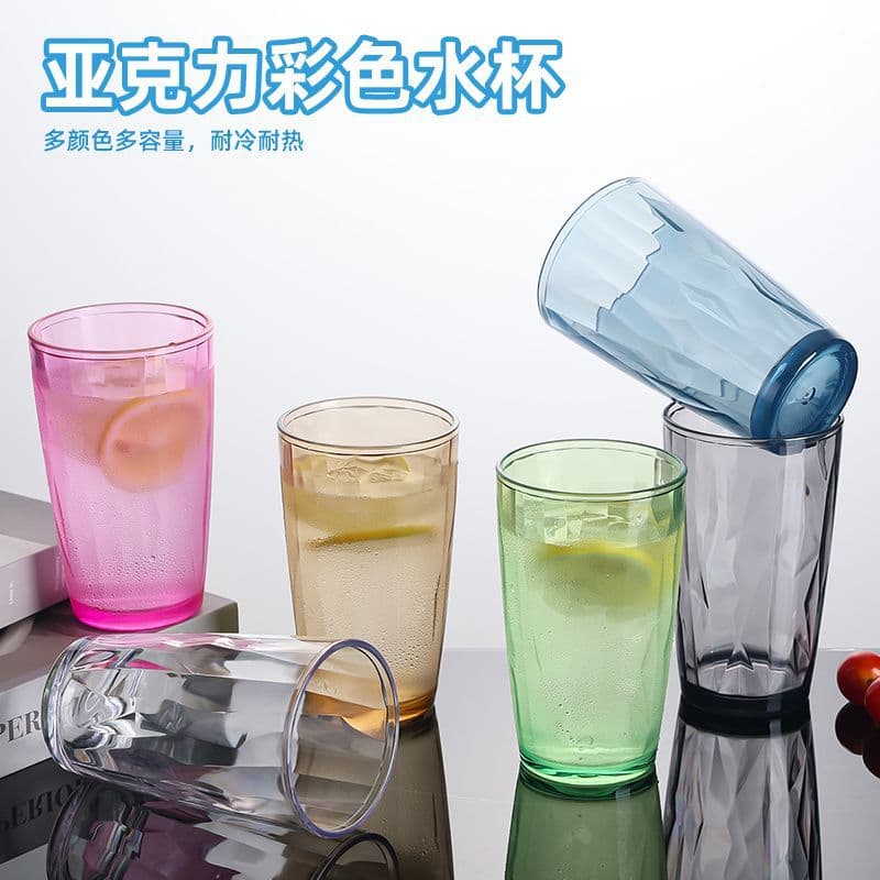 Household acrylic cups, restaurant and commercial tea cups, plastic PC cups, drop-resistant juice and beverage cups, cross-border factory wholesale.