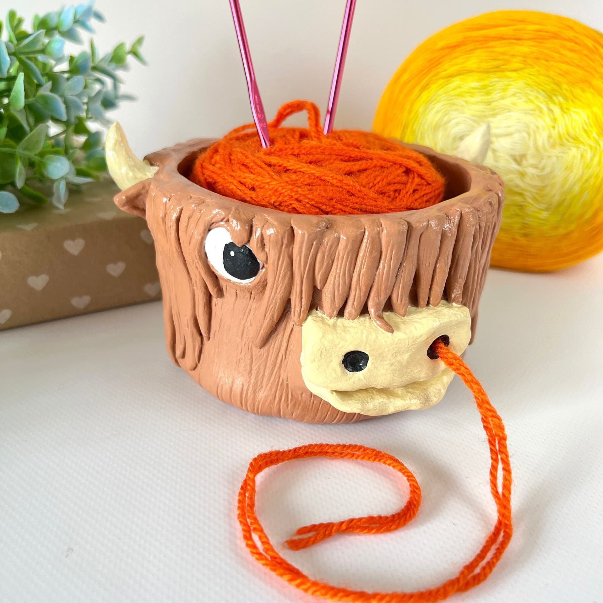 Bull Head Storage Basket Creative Bull Nostril Knitting Yarn Organizer Highland Cow Crochet Yarn Bowl Holder Desktop Decoration