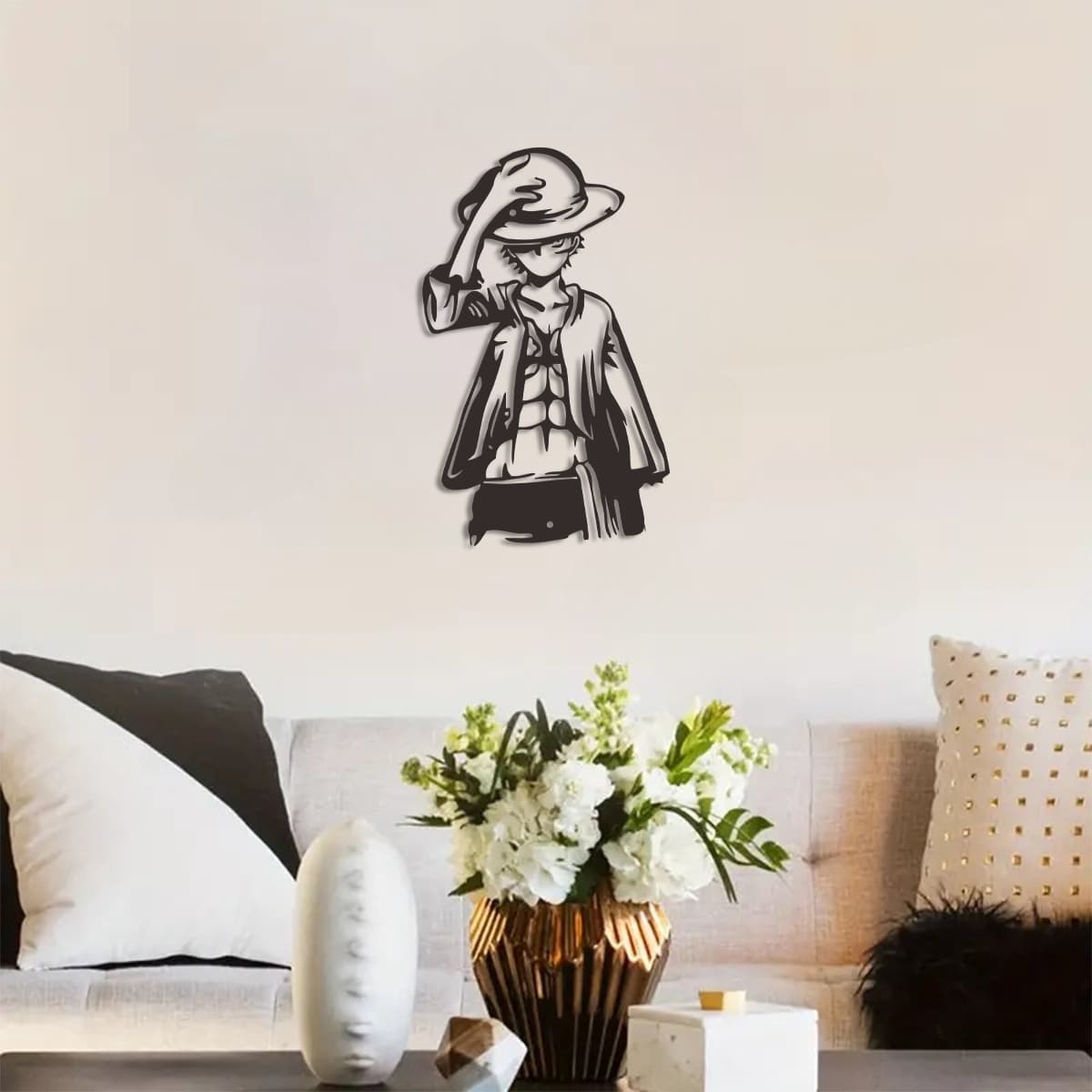 Cross-border Hot Anime Metal Wall Art Luffy Wall Sculpture Indoor Outdoor Home Decoration Gift