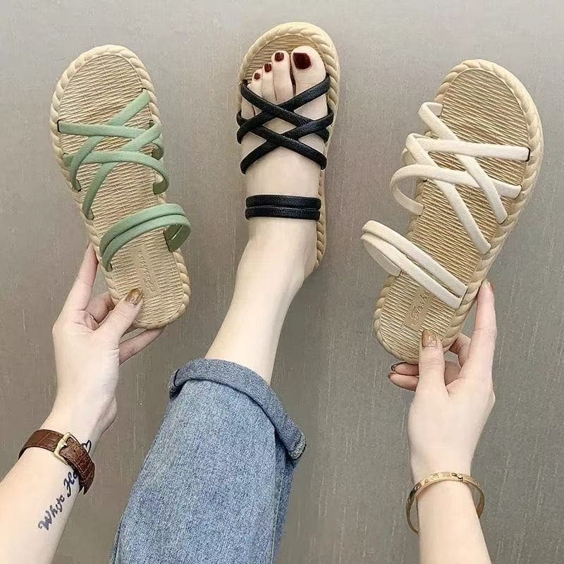 Women's Flat Slippers, Versatile Indoor/Outdoor Wear, Lazy Two-Way One-Strap Sandals, Summer Trendy Beach Sandals for Students