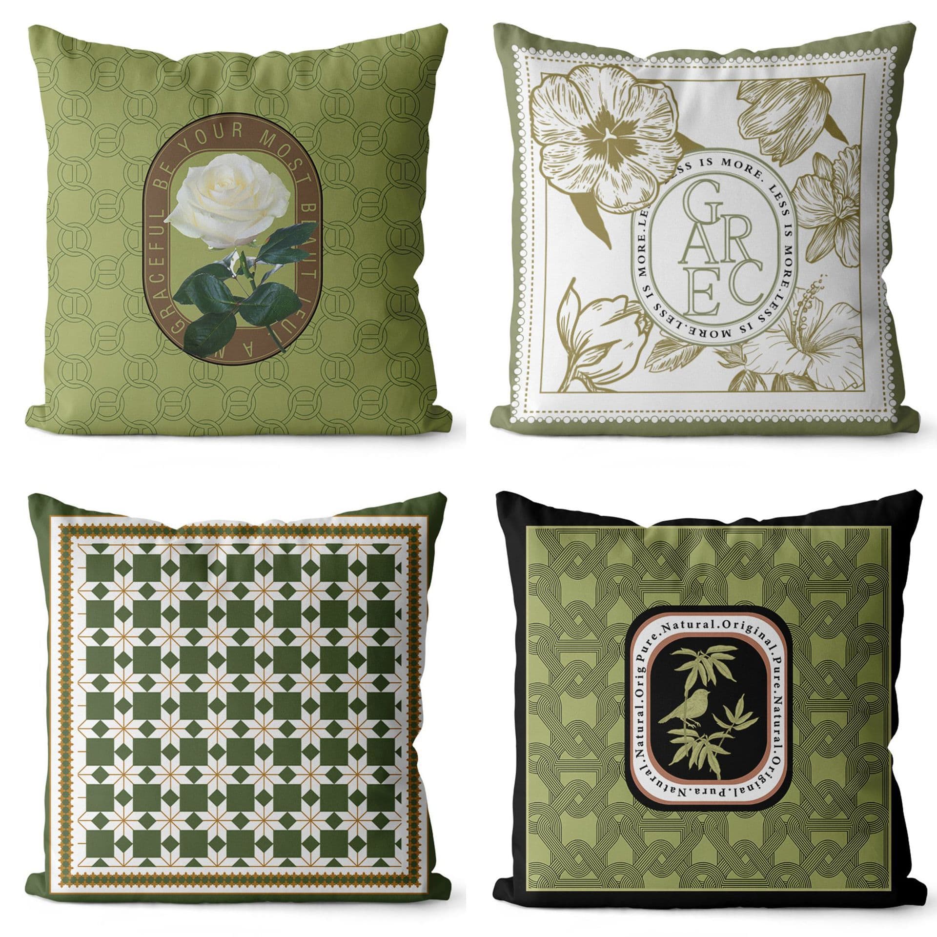 American Accessible Luxury Retro Green Short Plush Printed Pillowcase Home Room Living Room Office Sofa Pillowcase