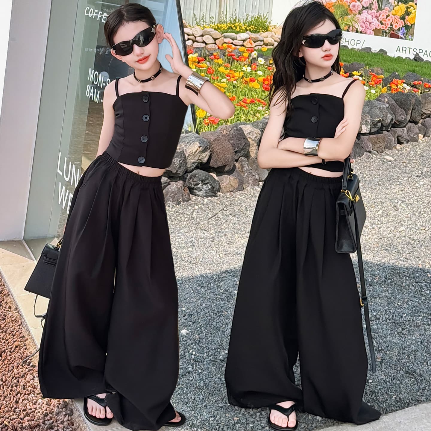 Girls' quick-drying pants, casual children's pants, fashionable and stylish girls' pants, summer thin, breathable, loose wide-leg overalls