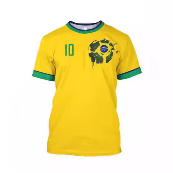 Brazil Jersey Men's T-Shirt Brazil Flag Select Football Team Shirt O-Neck Oversized Cotton Short Sleeve Men's Clothing Top