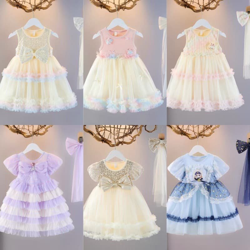 Baby Girl Sweet Melody Cake Dress Summer New Style Little Girl Short Sleeve Mesh Skirt Cute Princess Dress Source