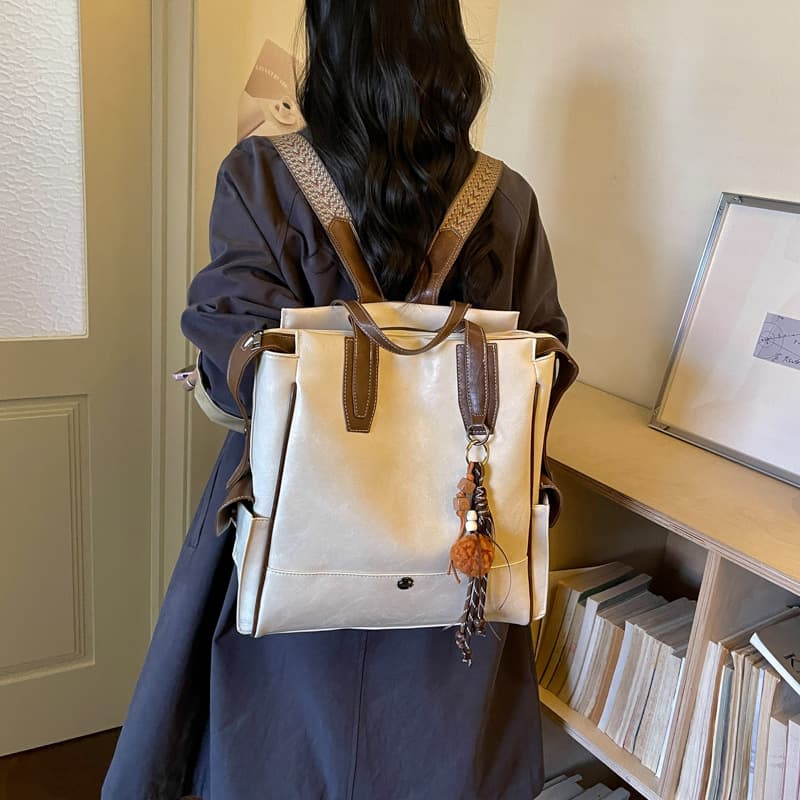 Vintage Crossbody Backpack for Women, Large Capacity Casual Versatile Commuter School Bag, Street Style High-End Travel Backpack