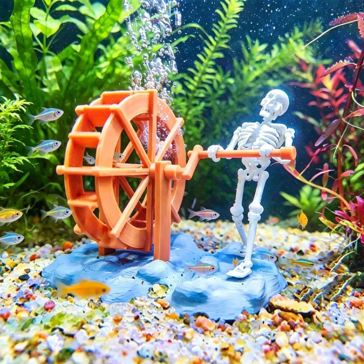 Cross-border Best Seller Skull Decoration for Fish Tank Aquarium Bubble-Powered Skeleton