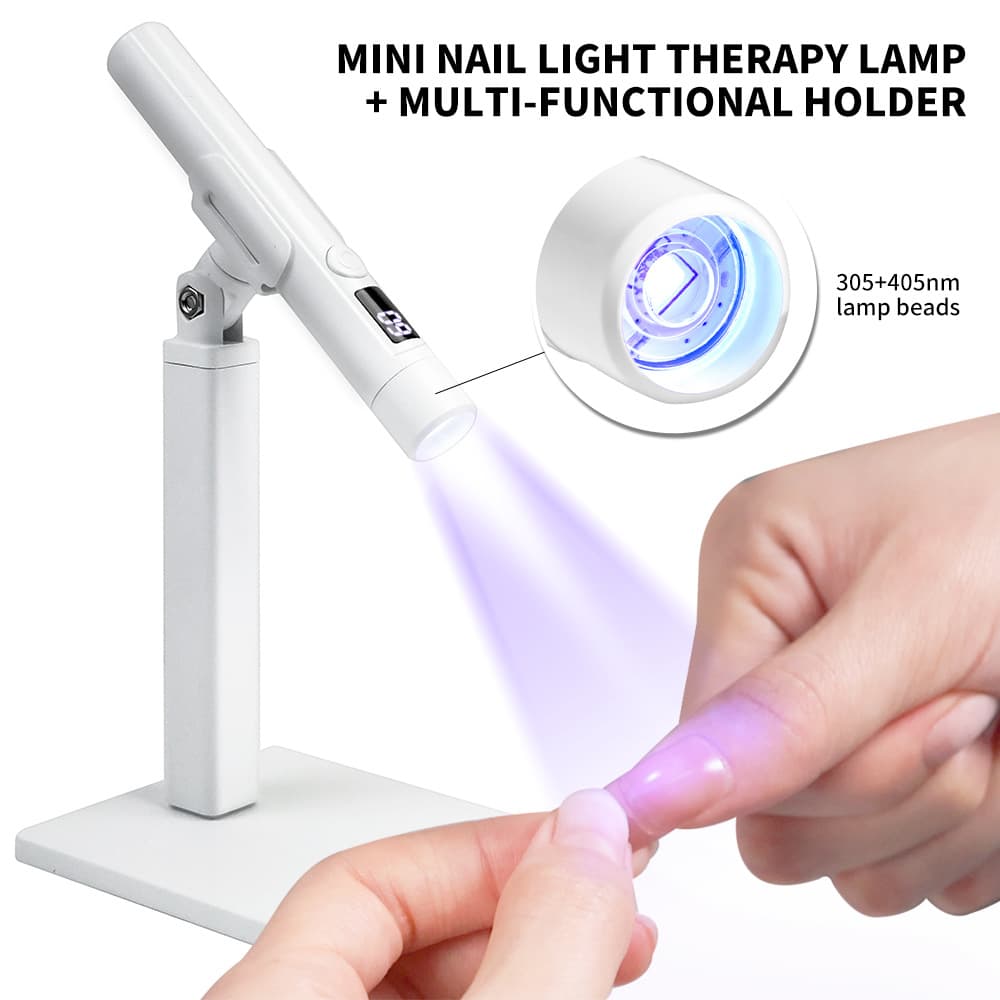 Pink Handheld Nail Curing Lamp with 360-Degree Rotating Multifunctional Stand and Nail Tip Curing Lamp Set