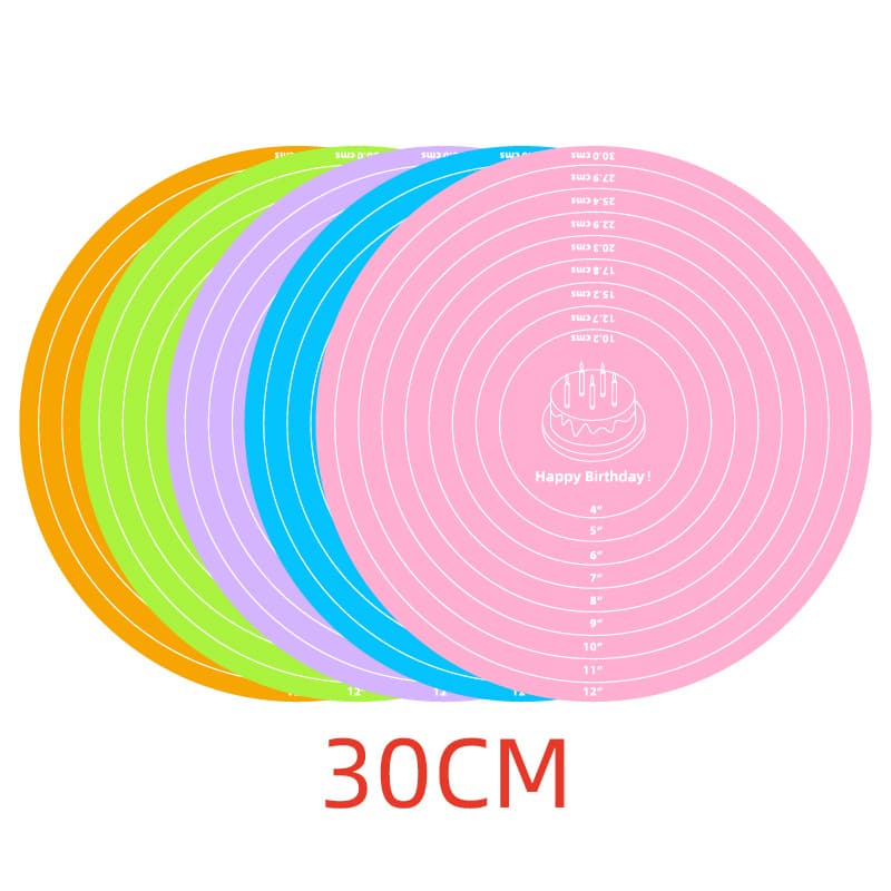 Carefully selected baking tools 30cm 60cm 70cm round silicone kneading mat birthday cake mat turntable decorating turner