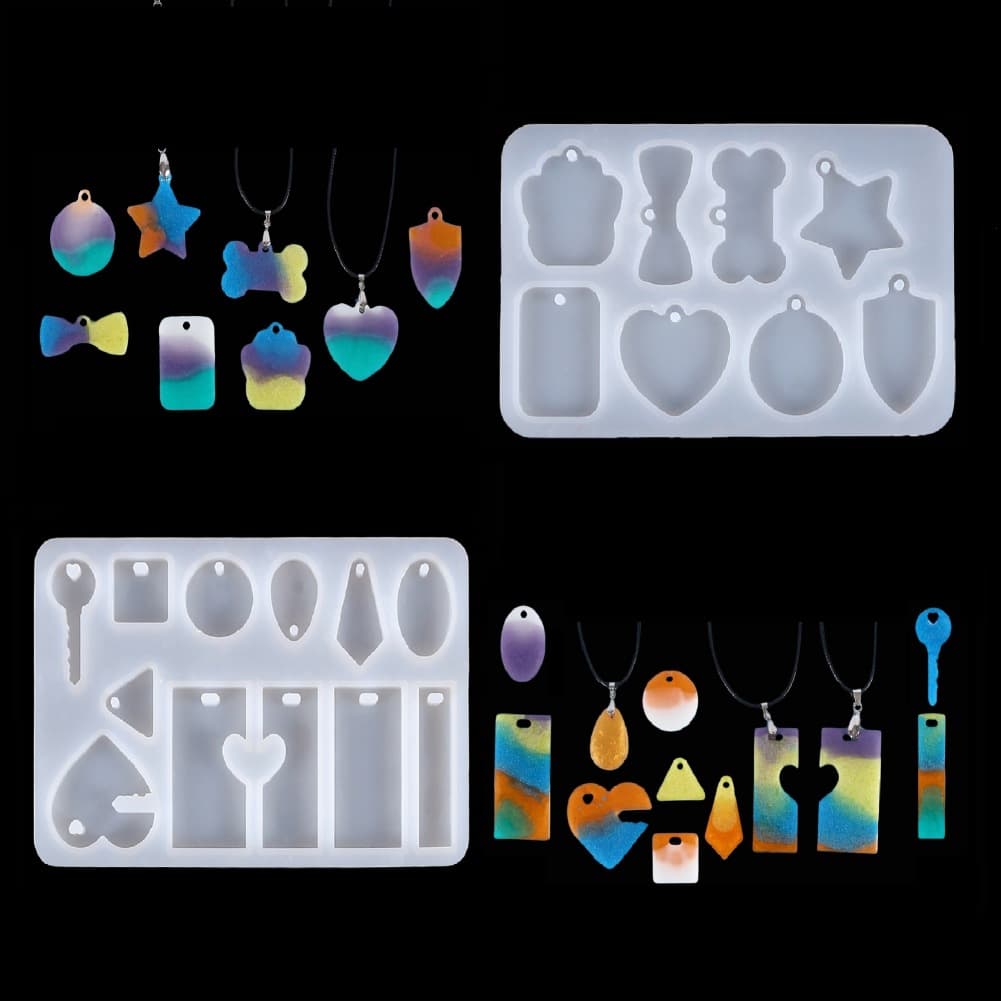 DIY Crystal Epoxy Resin Mold, Epoxy Resin Necklace Pendant Tag Jewelry Decoration Silicone Mold