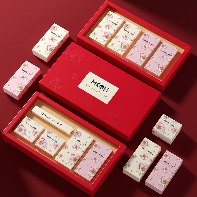 Mooncake Box Packaging Mid-Autumn Gift Ready Stock Salted Egg Yolk Pastry Gift Box Snow Skin Lava Mooncake Gift Box
