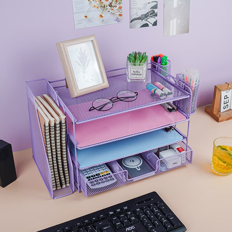 Cross-border stock iron file rack, metal desktop file organizer for office documents, office supplies storage shelf