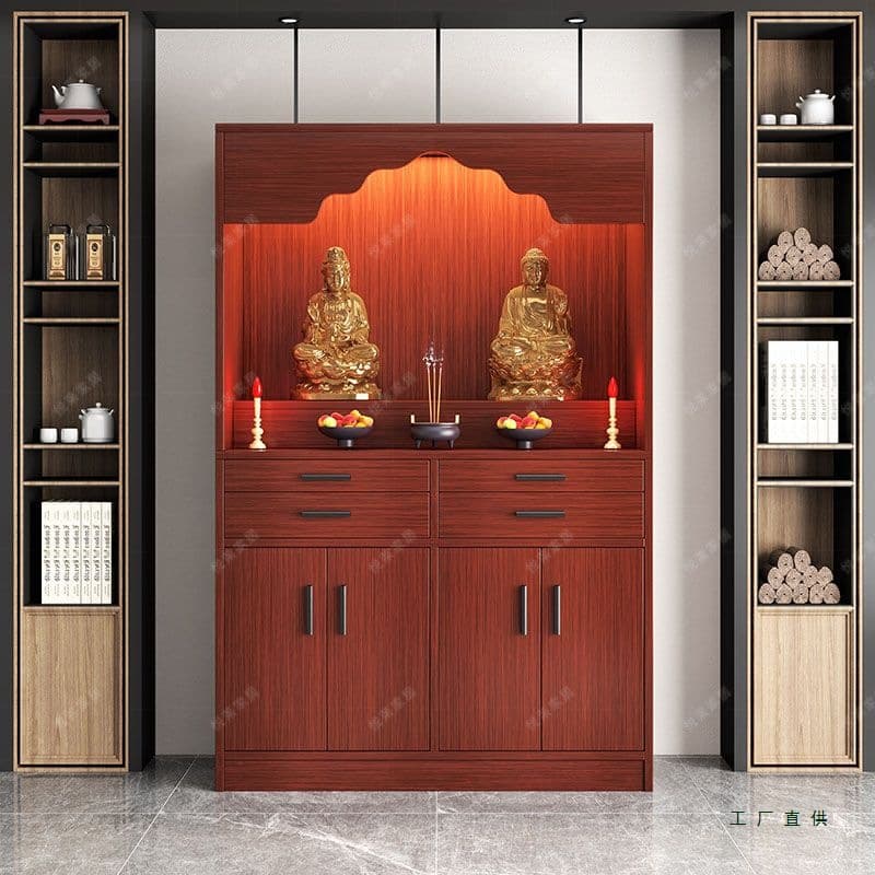 Household Buddhist Shrine Altar Table, Sacred Niche, Deity Platform, Buddha Cabinet, Offering Table for Lord Guan, Guanyin Bodhisattva Buddha Statue, Incense Stand with No Additional Features