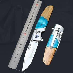 Cross-Border Outdoor Folding Knife Camping Fishing Portable Pocket Knife Fruit Knife Olive Wood Folding Knife Package Opening Pocket Knife Drop Shipping