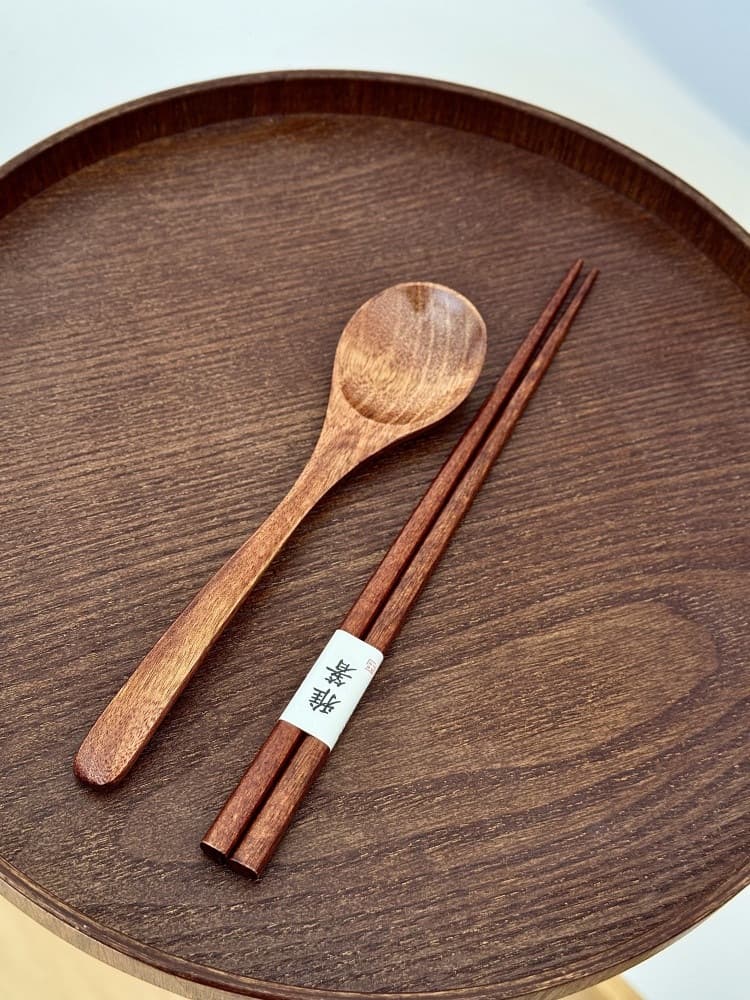 Slow Life Owner Japanese Ins-style Chopstick and Spoon Set Wooden Tableware Single-person Combo