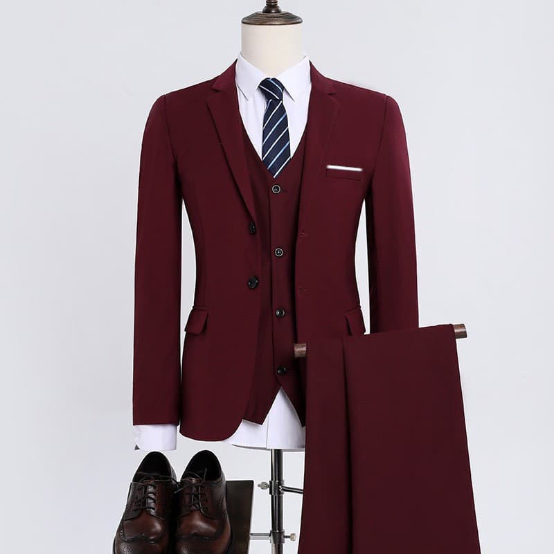 Amazon Men's Business Casual Suit Set Wedding Groom Two-Button Tuxedo Blazer Suit 2-Piece